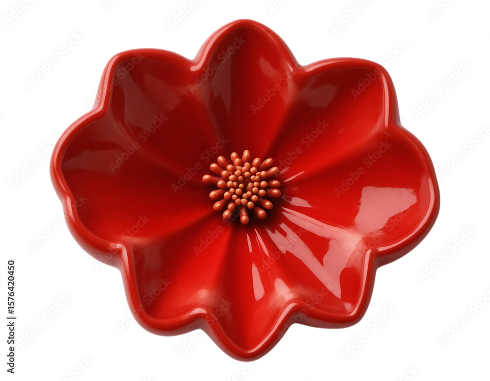 Glossy Red Flower with Detailed Center Glossy Red Flower with Detailed Center