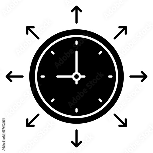 arrows analog clock solid icon