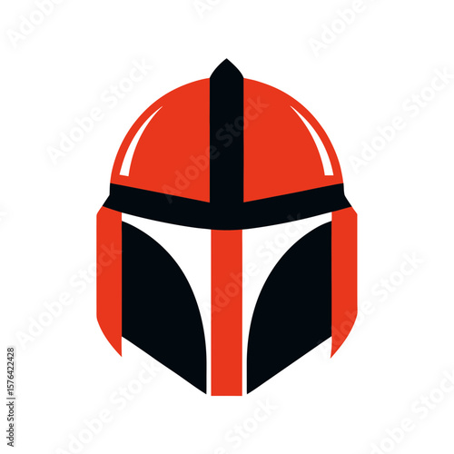 Stylized retro helmet of Jedi knights concept Line Art Vector illustration