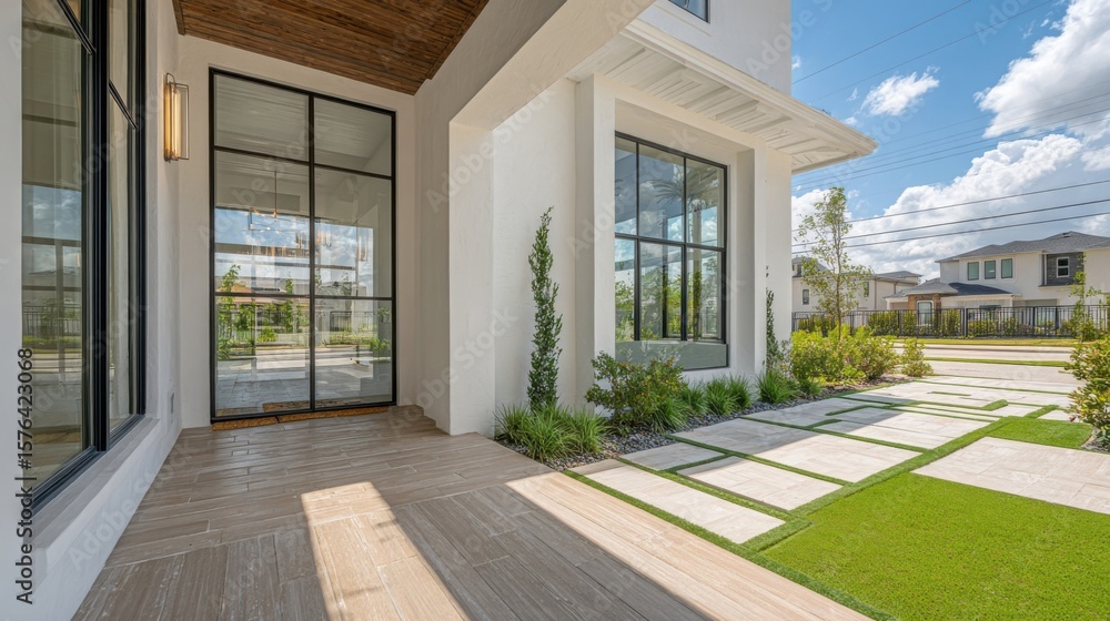 custom made wallpaper toronto digitalmodern white house exterior with large glass and lush garden landscape