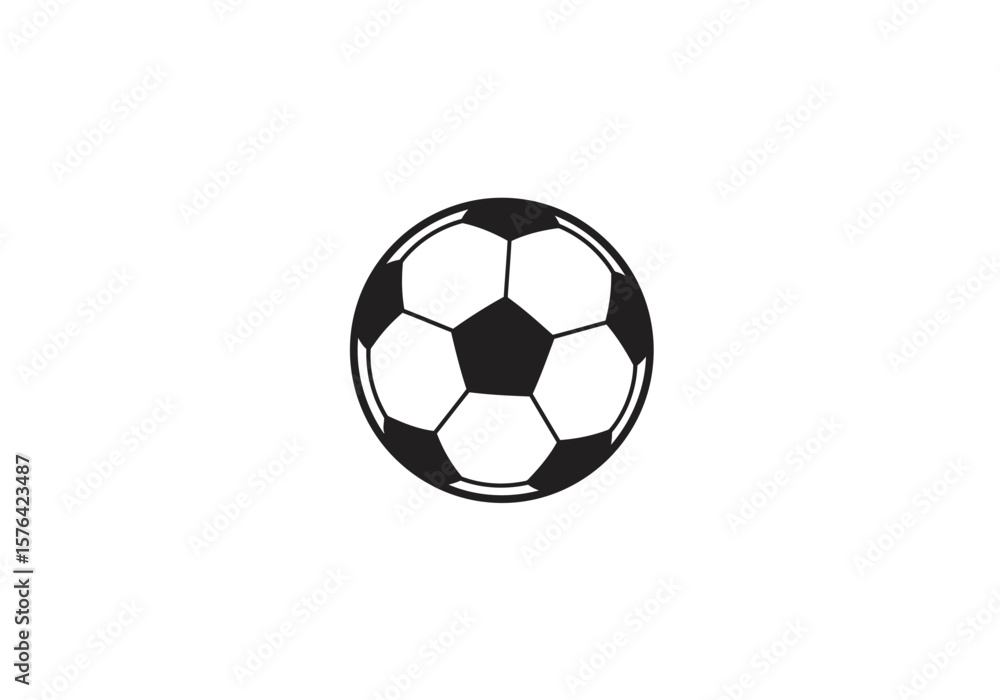 Obraz premium Classic Black and White Soccer Ball Illustration with Pentagons and Hexagons.