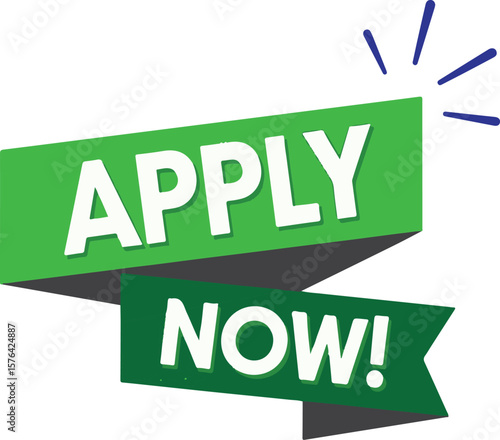 Vector art of green banner with the words apply now