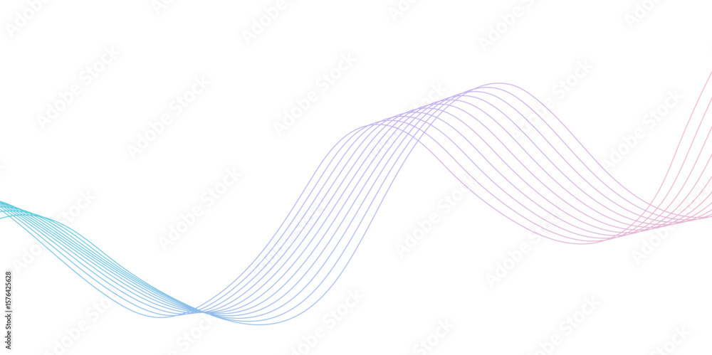 Fototapeta premium Modern wavy stripes on transparent background isolated. Gradient color transparent tech wave curve creative technology lines. Curve wave seamless pattern. smooth element swoosh speed wave line pattern