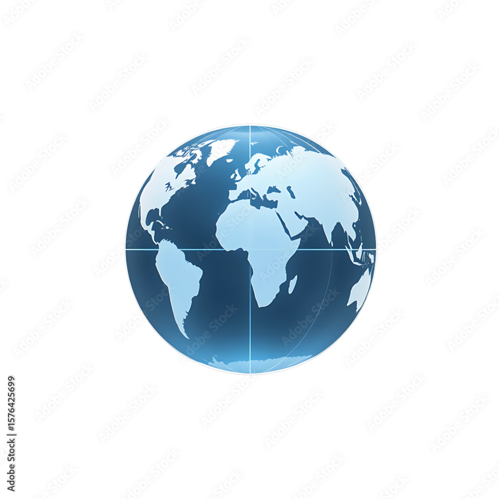 Naklejka premium Global Sphere Detailed Blue and White Earth Illustration