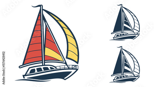 Sailboat vector illustration, sailing boat clip art, yacht design, nautical vessel graphic, sea travel  icon
