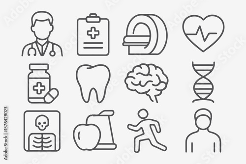 Medical icons vector set: essential symbols for web and business design