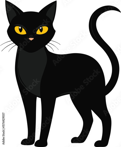 Black Cats Vector Illustration, Halloween Black Cat T-Shirt Design, Black Cat silhouette, black cat - vector , Spooky Black Cat Vector Illustration , black cat paw print clip art, vector style, 