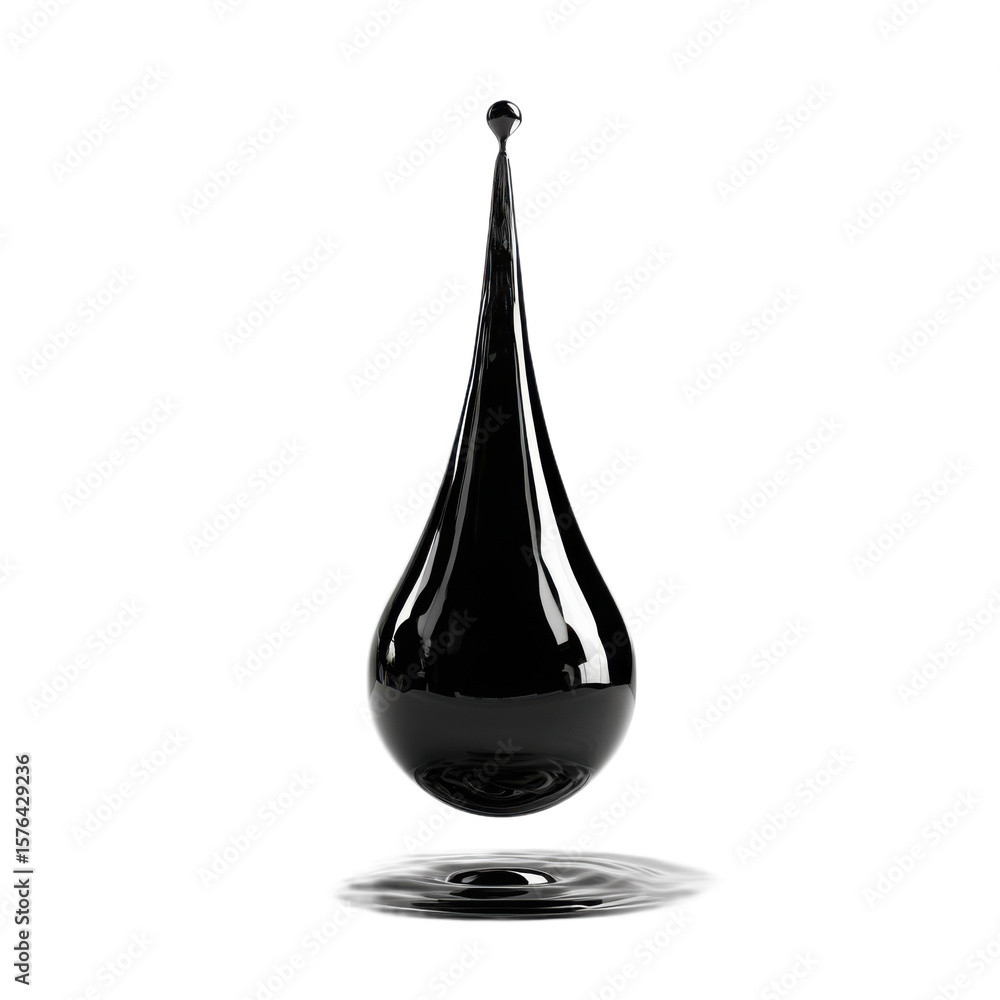 Fototapeta premium Black drop of oil is floating in the air