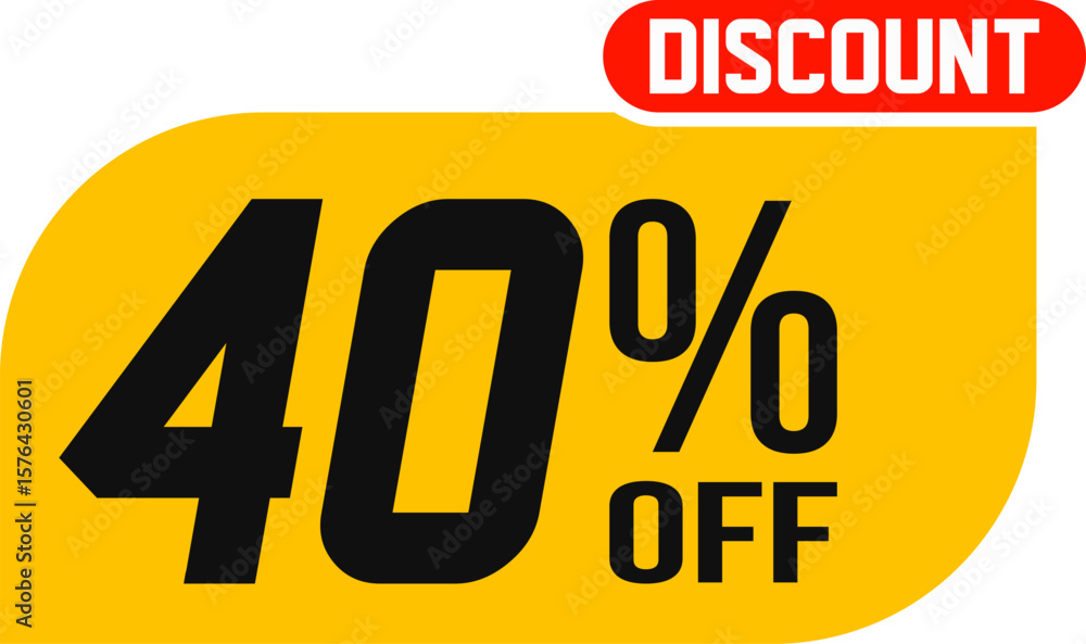40% Discounted Price Badge, 40 Discount Label Price Tag Design Vector 40% Discounted Price Badge, 40 Discount Label Price Tag Design Vector