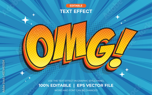OMG Comic Cartoon Retro Style Editable Text Effect pop art