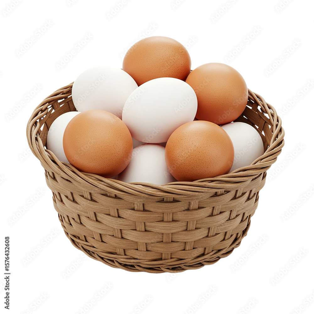 Fresh Eggs in Rustic Basket FarmFresh Goodness Fresh Eggs in Rustic Basket FarmFresh Goodness