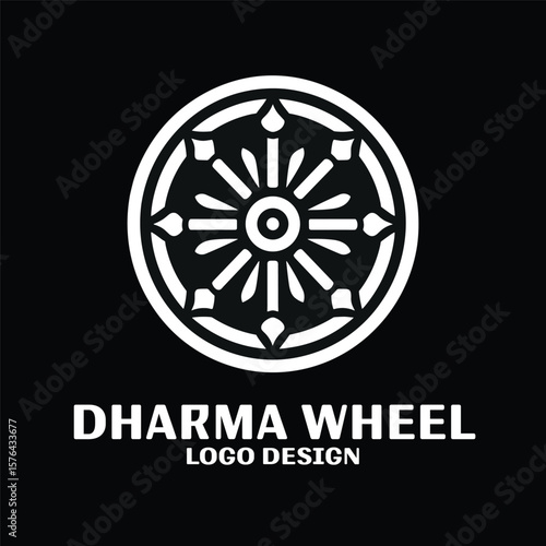 Dharma Wheel Vector Logo Design 