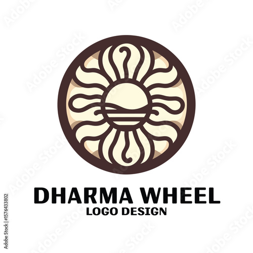 Dharma Wheel Vector Logo Design 