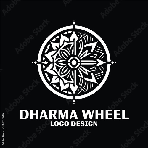 Dharma Wheel Vector Logo Design 