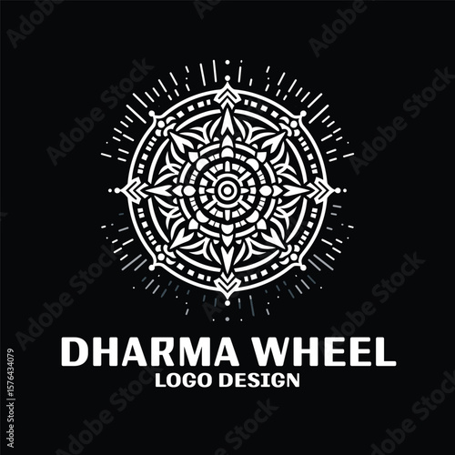 Dharma Wheel Vector Logo Design 