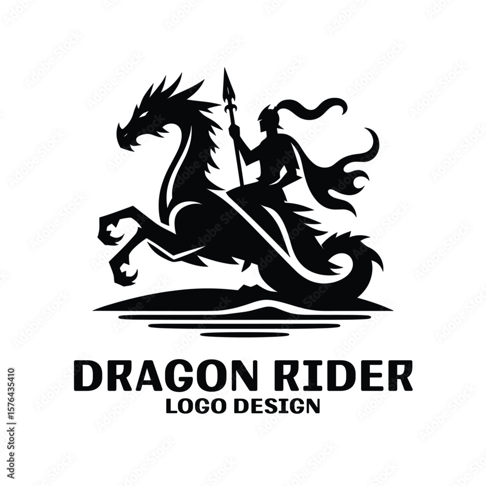 Obraz premium Dragon Rider Vector Logo Design