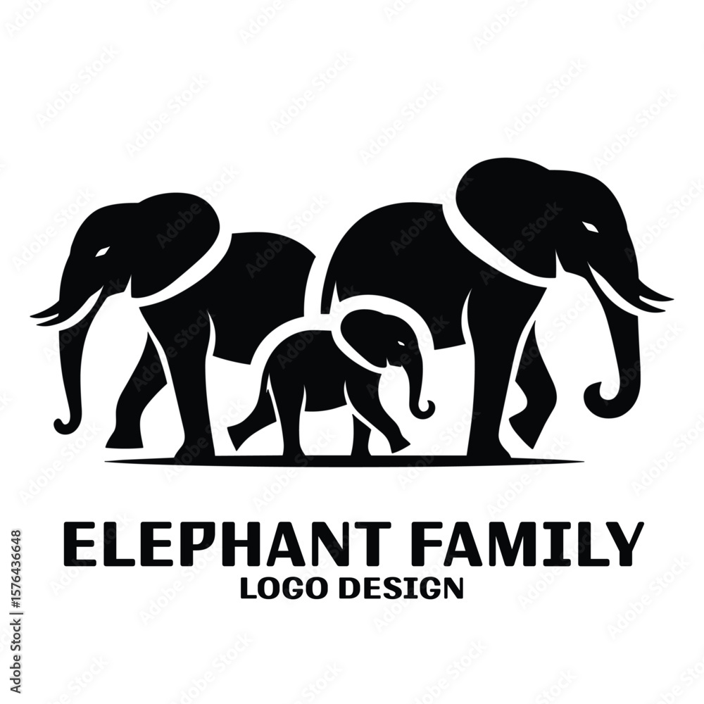 Fototapeta premium Elephant Family Vector Logo Design 