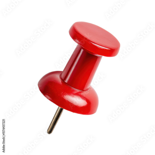 Red pin is shown on a white background