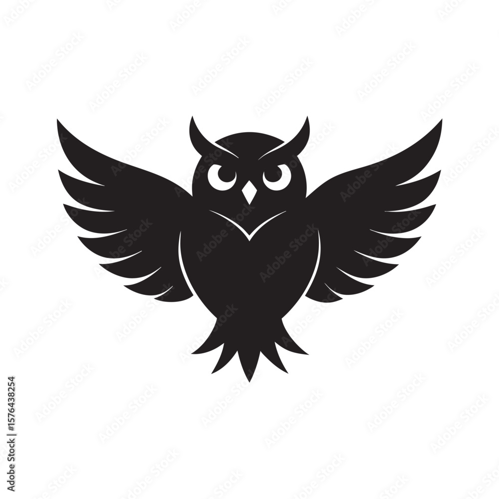 Naklejka premium Owl With Fully Spread Wings Flying
