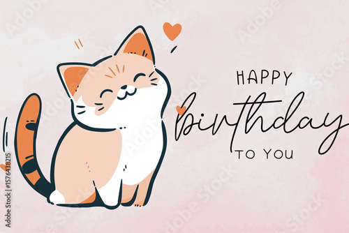 cat with a heart  happy birthday 