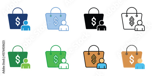 Buyer Icons Set Vector Multiple Style Collection
