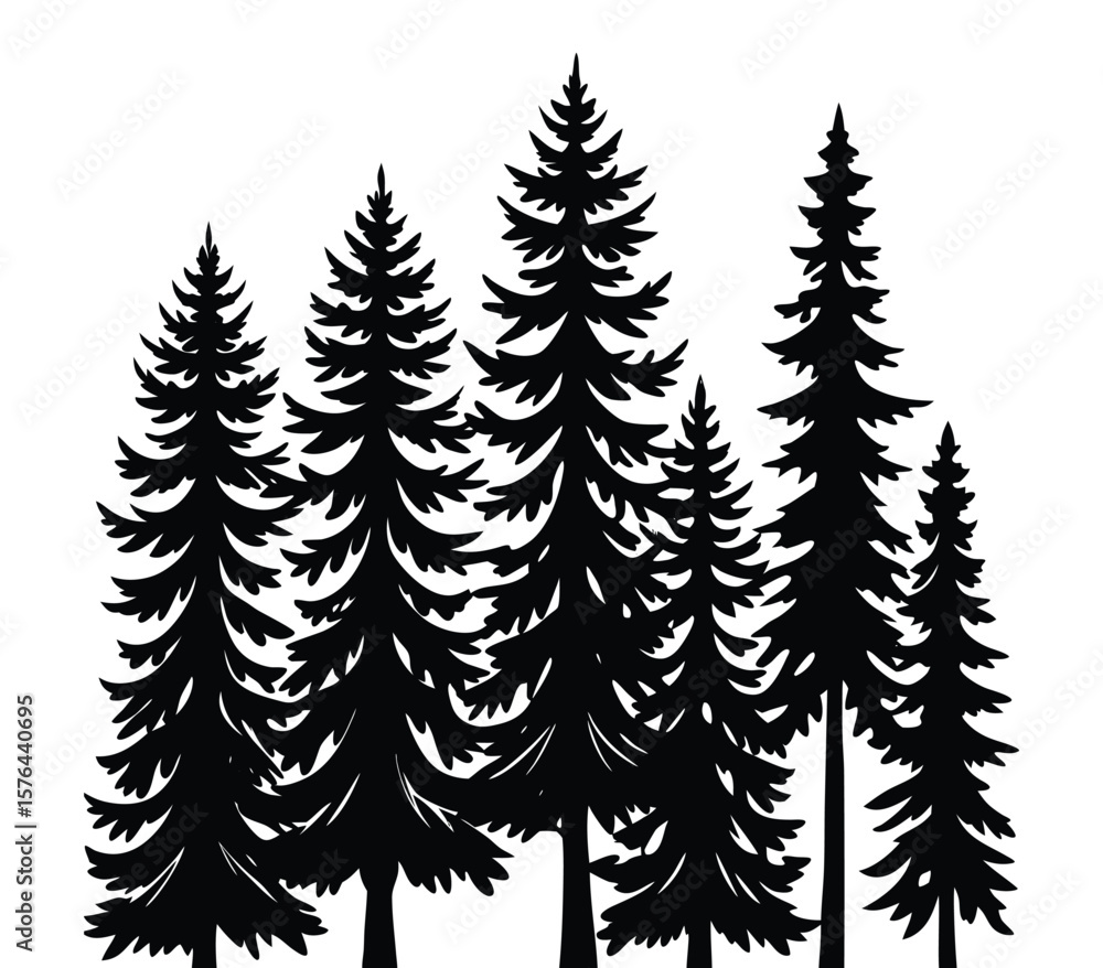 Fototapeta premium Festive Christmas Tree Vector Illustration with Ornaments and Stars.