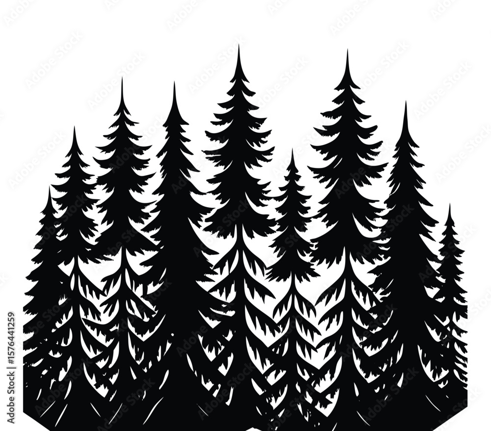 Obraz premium Festive Christmas Tree Vector Illustration with Ornaments and Stars.