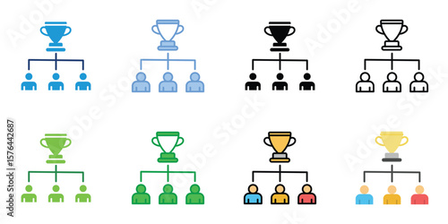 Competition Diagram Icons Set Vector Multiple Style Collection
