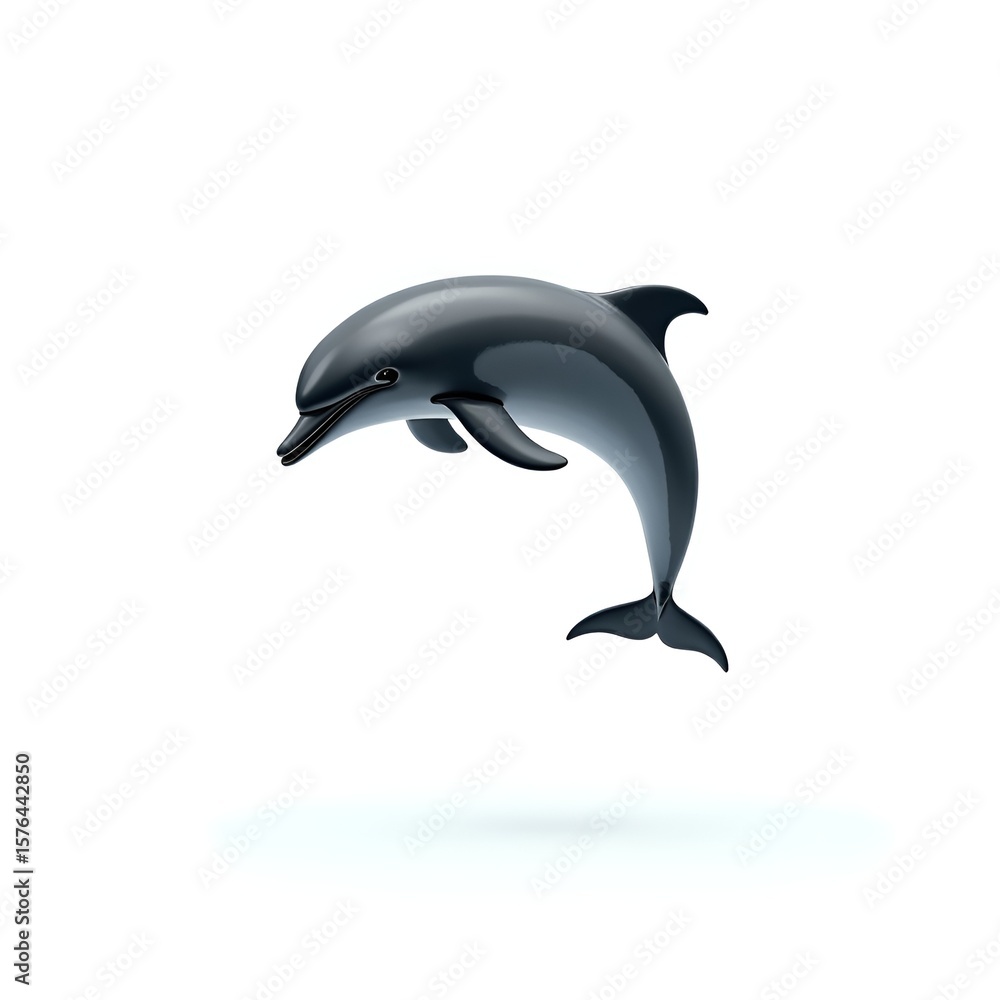 Fototapeta premium Jumping dolphin isolated on white background realistic and elegant