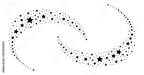 Abstract Black Star Trails Design Element for Festive Backgrounds