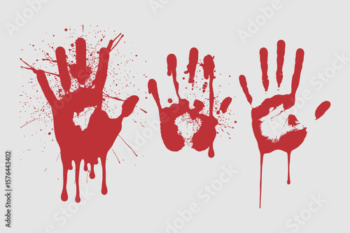 Bloody Handprints Splashes Dripping Red Horror Halloween Crime Scene