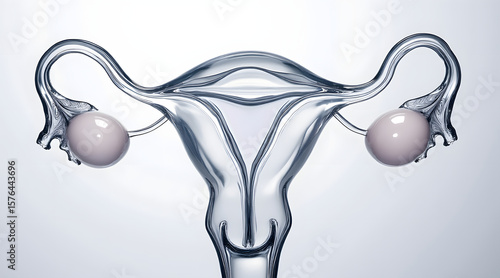 Beautifully shaped transparent glass uterus with smooth curves and delicate details, symbolizing female reproductive health and anatomy