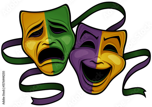 Festive Mardi Gras Party Happy And Sad Theater Masks