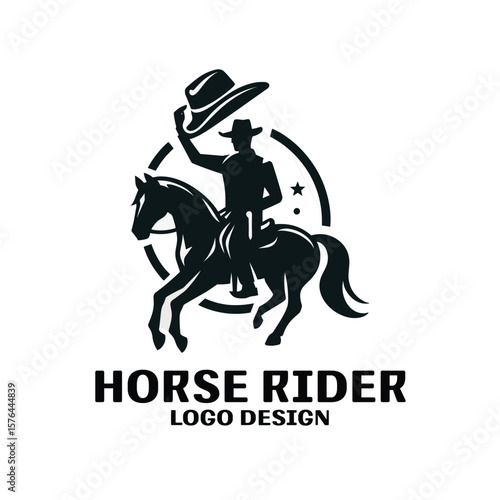 Horse Rider Vector Logo Design 