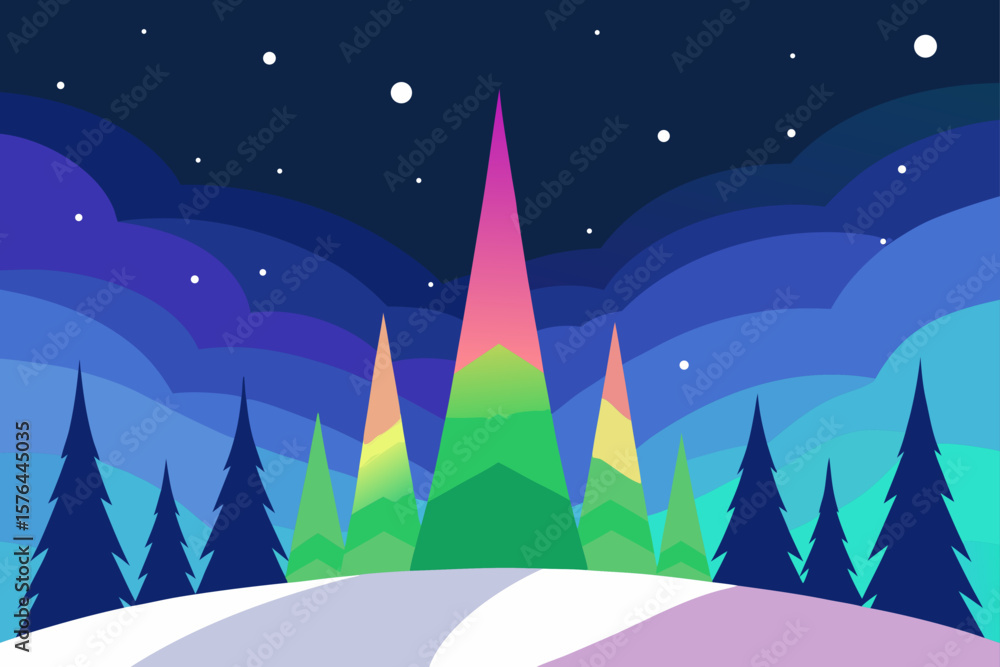 Fototapeta premium winter landscape with trees and snow