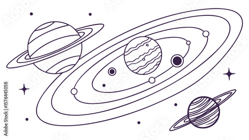 Solar system planets astronomy space galaxy universe stars cosmos astrology science education drawing art 101