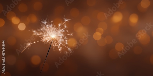Glowing sparker in soft amber bokeh lights celebration
