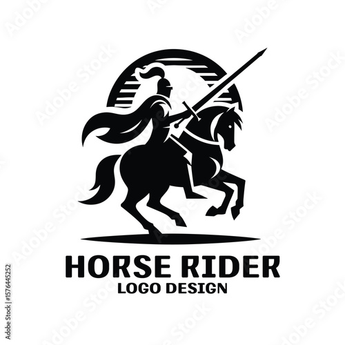 Horse Rider Vector Logo Design 