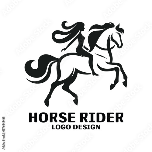 Horse Rider Vector Logo Design 