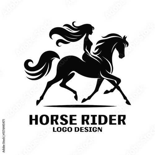 Horse Rider Vector Logo Design 