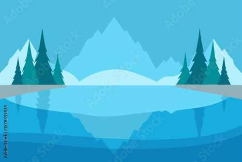 winter landscape with mountains