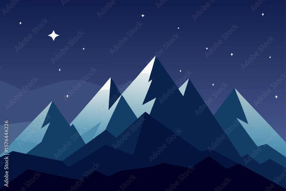 Obraz premium long exposure of night stars over icy peaks