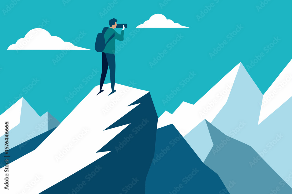 Obraz premium businessman on top of mountain