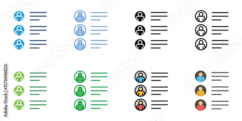 Contact List Icons Set Vector Multiple Style Collection