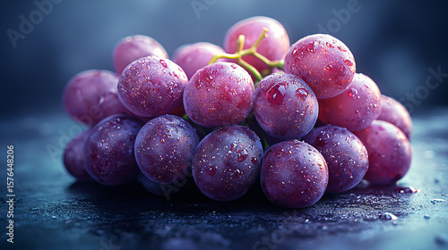 Wallpaper Mural Fresh and Juicy Grapes with Water Droplets on Dark Surface Torontodigital.ca