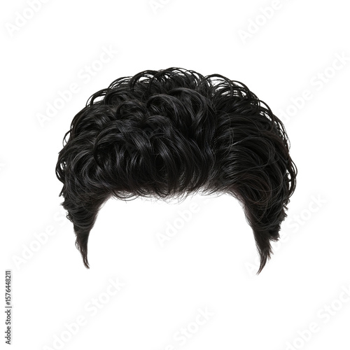 Isolated dark coiffure with transparent background offering versatile design element showcasing