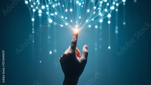 Wallpaper Mural Hand Connecting with Light Network, Futuristic Technology Interface with Human Touch Torontodigital.ca