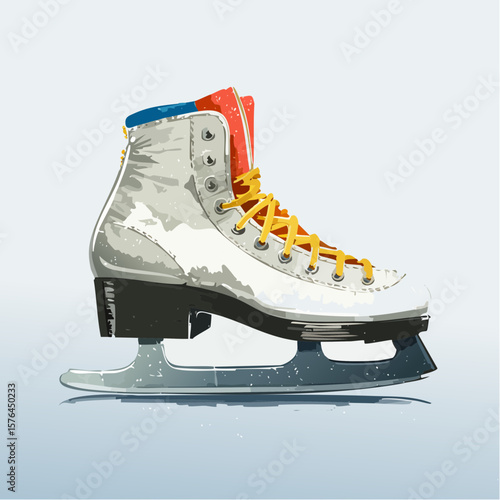 stylized ice skate icon in flat design symbolizing winter sports, festive skating, and snowy outdoor fun
