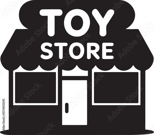 A toy store front silhouette vector illustration. 