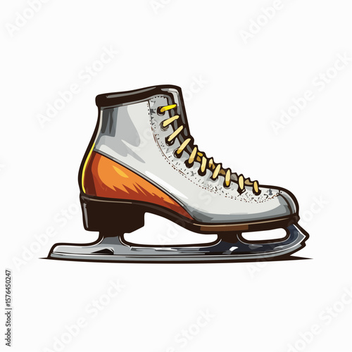 stylized ice skate icon in flat design representing festive winter fun, outdoor activity, and seasonal tradition